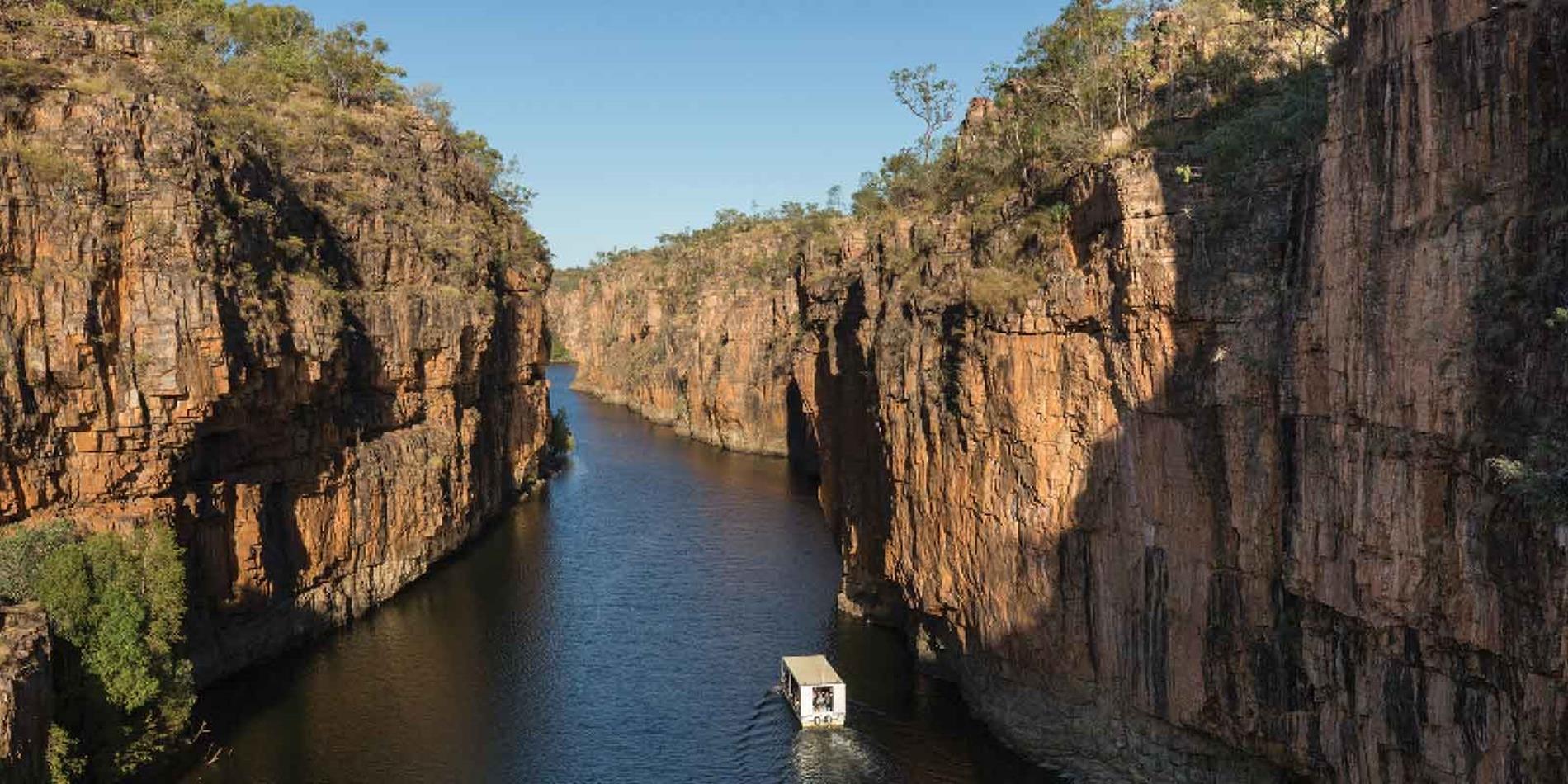 Aerial view between the cliff face of Katherine Gorge