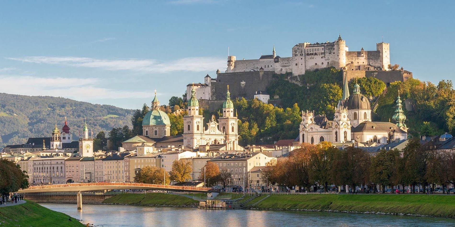 Panoramic view of Salzburg towards the fortress
